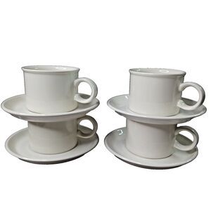 Stonehenge Midwinter White Vintage 4 Cups and Saucers Made in England Smooth #1